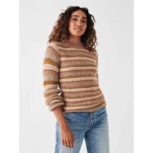 Faherty Sweater size M Autumn Stripe Ridgewood academia chunky‎ knit